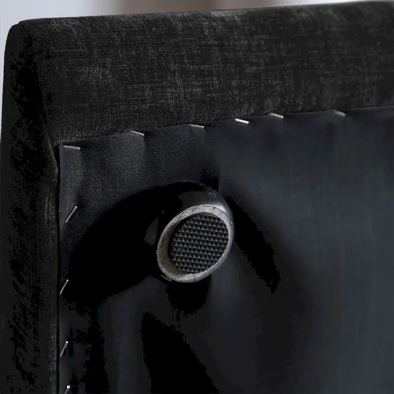 Canapé sectionnel modulaire moderne en chenille noire avec pouf