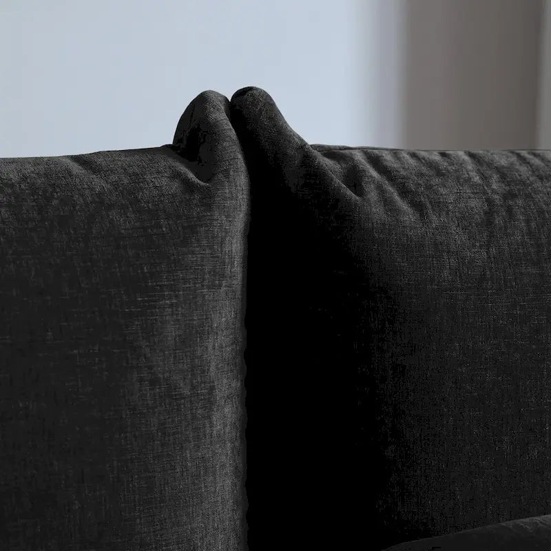 Canapé sectionnel modulaire moderne en chenille noire avec pouf