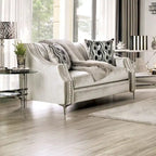 Causeuse rembourrée en bois massif de style transitionnel – Canapé 2 places capitonné pour salon