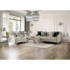 Causeuse rembourrée en bois massif de style transitionnel – Canapé 2 places capitonné pour salon