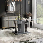 Table à manger moderne en bois avec plateau en verre de 183 cm – Design épuré pour salles à manger contemporaines