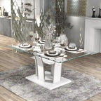Table à manger moderne en bois avec plateau en verre de 183 cm – Design épuré pour salles à manger contemporaines