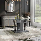 Table à manger moderne en bois avec plateau en verre de 183 cm – Design épuré pour salles à manger contemporaines