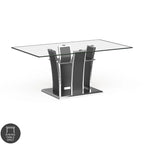 Table à manger moderne en bois avec plateau en verre de 183 cm – Design épuré pour salles à manger contemporaines