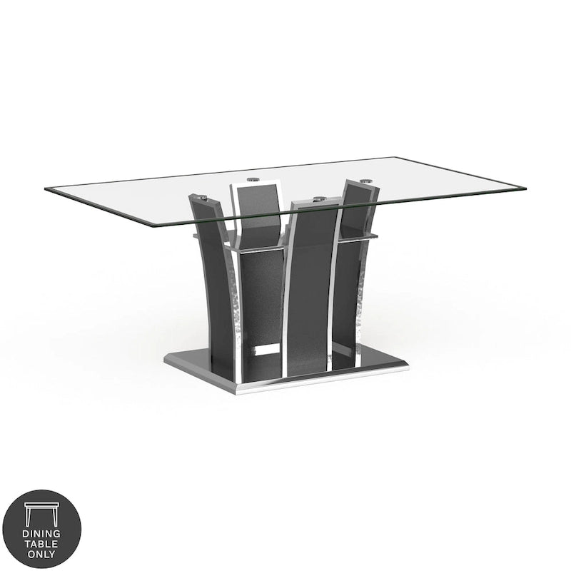 Table à manger moderne en bois avec plateau en verre de 183 cm – Design épuré pour salles à manger contemporaines
