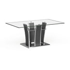 Table à manger moderne en bois avec plateau en verre de 183 cm – Design épuré pour salles à manger contemporaines