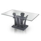Table à manger moderne en bois avec plateau en verre de 183 cm – Design épuré pour salles à manger contemporaines