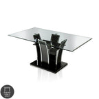 Table à manger moderne en bois avec plateau en verre de 183 cm – Design épuré pour salles à manger contemporaines