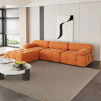 Canapé d'angle en velours avec pouf