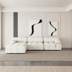 L-Shaped Velvet Sectional Sofa with Ottoman