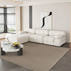 Canapé d'angle en velours avec pouf