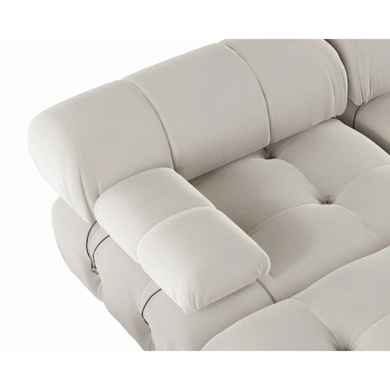 Canapé d'angle en velours avec pouf