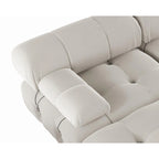 Canapé d'angle en velours avec pouf