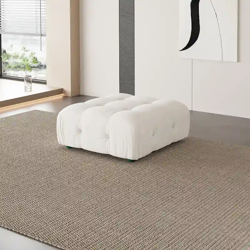 Canapé d'angle en velours avec pouf