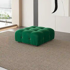 Canapé d'angle en velours avec pouf