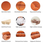 Canapé d'angle en velours avec pouf
