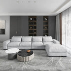 Canapé sectionnel modulaire moderne, gris clair/bleu foncé
