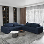 Canapé sectionnel modulaire moderne, gris clair/bleu foncé