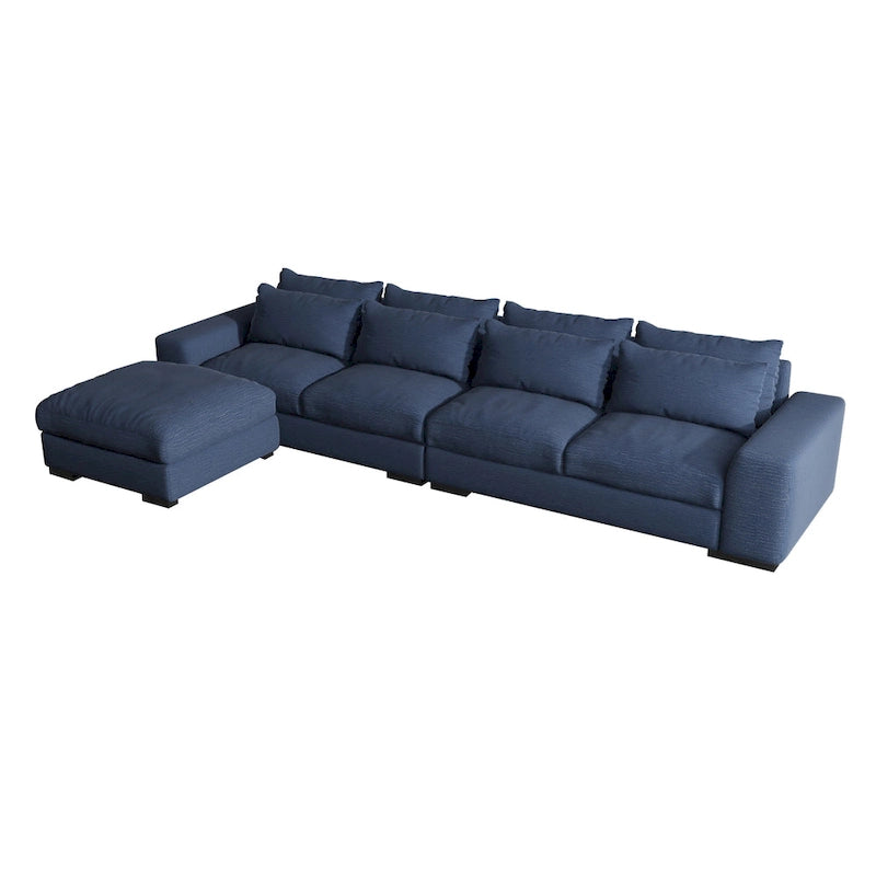 Canapé sectionnel modulaire moderne, gris clair/bleu foncé