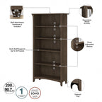 Bureau d'angle avec huche, armoire et bibliothèque Salinas 60W de Bush Furniture
