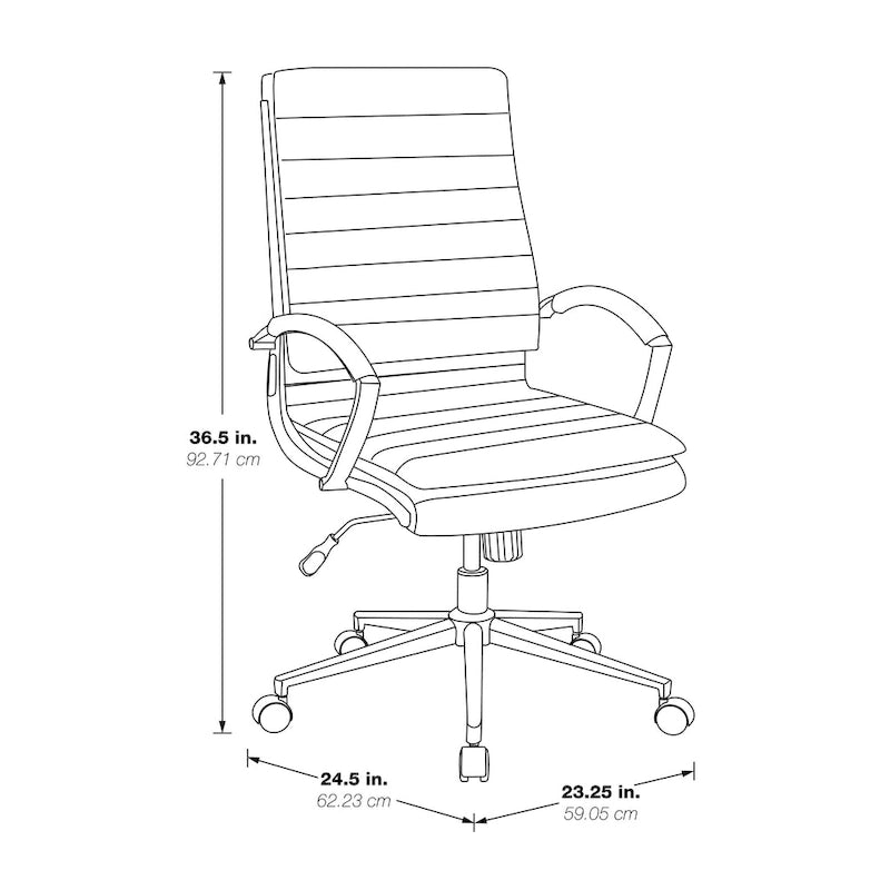 Chaise de bureau mi-haute en similicuir avec piètement doré