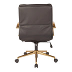 Chaise de bureau mi-haute en similicuir avec piètement doré