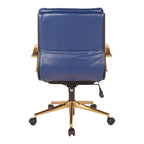 Chaise de bureau mi-haute en similicuir avec piètement doré