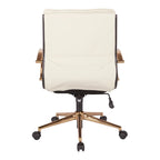 Chaise de bureau mi-haute en similicuir avec piètement doré