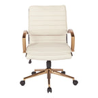 Chaise de bureau mi-haute en similicuir avec piètement doré