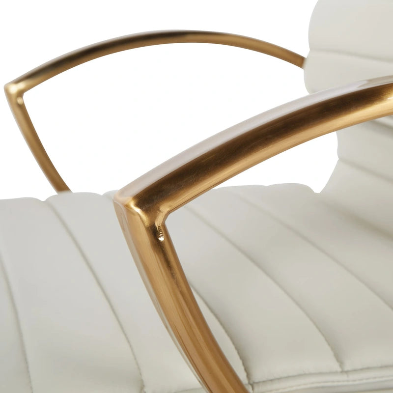 Chaise de bureau mi-haute en similicuir avec piètement doré