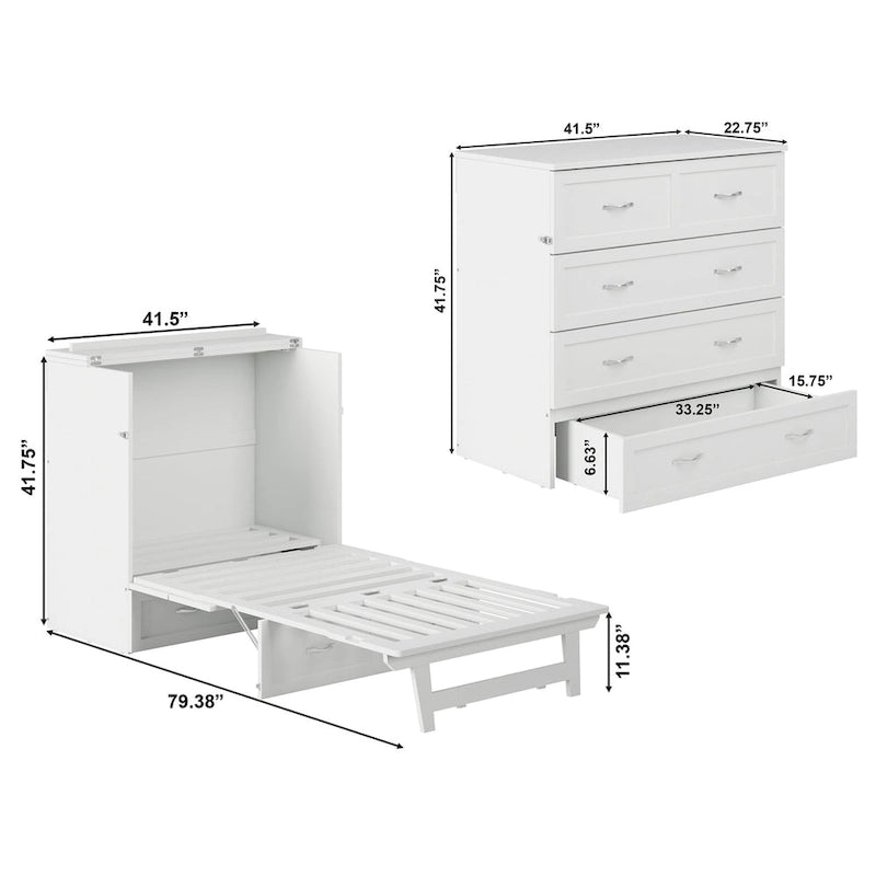 Lit escamotable Northfield Twin XL avec matelas, blanc