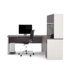Bureau d'angle 72W avec huche et caisson – Solution de rangement et d'espace de travail