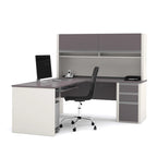 Bureau d'angle 72W avec huche et caisson – Solution de rangement et d'espace de travail