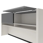 Bureau d'angle 72W avec huche et caisson – Solution de rangement et d'espace de travail