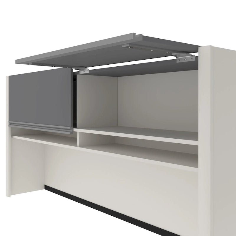 Bureau d'angle 72W avec huche et caisson – Solution de rangement et d'espace de travail