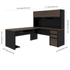 Bureau d'angle 72W avec huche et caisson – Solution de rangement et d'espace de travail