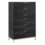 Ensemble de chambre à coucher 5 pièces Chevron sculpté – Lit à panneaux de bois, commode, miroir et tables de chevet