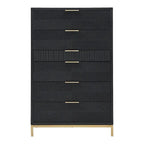Ensemble de chambre à coucher 5 pièces Chevron sculpté – Lit à panneaux de bois, commode, miroir et tables de chevet
