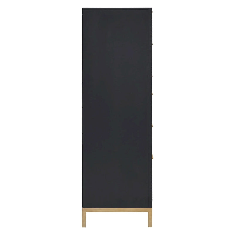 Ensemble de chambre à coucher 5 pièces Chevron sculpté – Lit à panneaux de bois, commode, miroir et tables de chevet