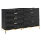Ensemble de chambre à coucher 5 pièces Chevron sculpté – Lit à panneaux de bois, commode, miroir et tables de chevet