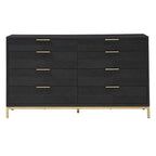 Ensemble de chambre à coucher 5 pièces Chevron sculpté – Lit à panneaux de bois, commode, miroir et tables de chevet