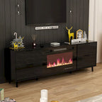 Meuble TV laqué brillant avec cheminée électrique en option