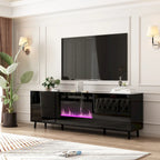 Meuble TV laqué brillant avec cheminée électrique en option