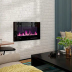 Meuble TV laqué brillant avec cheminée électrique en option