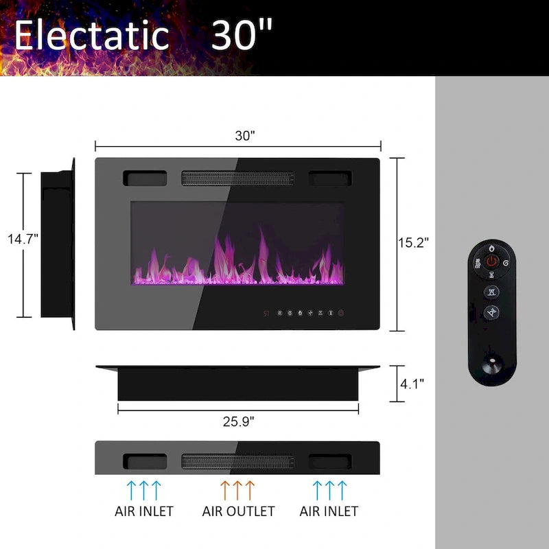 Meuble TV laqué brillant avec cheminée électrique en option