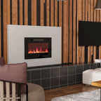 Meuble TV laqué brillant avec cheminée électrique en option