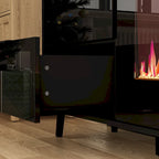 Meuble TV laqué brillant avec cheminée électrique en option