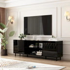 Meuble TV laqué brillant avec cheminée électrique en option