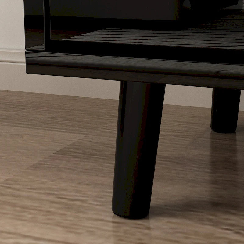 Meuble TV laqué brillant avec cheminée électrique en option