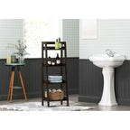 UTEX 4-Tier Ladder Shelf, Bathroom Shelf Freestanding, 4-Shelf Spacesaver Open Wood Shelving Unit, Ladder Shelf